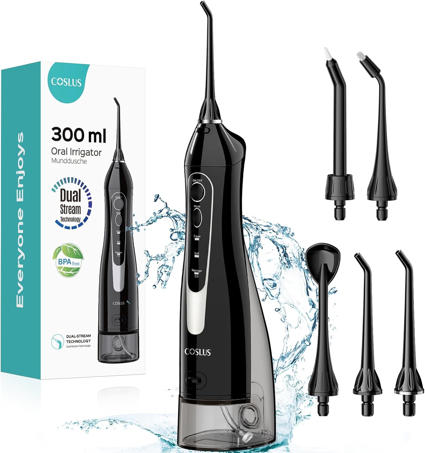 Water Dental Flosser Teeth Pick Portable Cordless Oral Irrigator with 300ML Tank, Rechargeable and IPX7 Waterproof, Electric Flossing Machine for Deep Teeth Cleaning and Travel Use (Model C20 – White)
