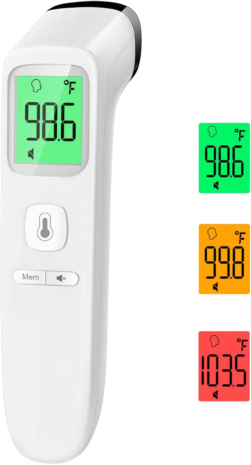 No-Touch Thermometer for Adults and Kids, Fast Accurate Digital Thermometer with Fever Alarm & Silent Mode, 2 in 1 Forehead & Object Measurement, Easy-to-use, Kids and Elderly,1-Second Results,