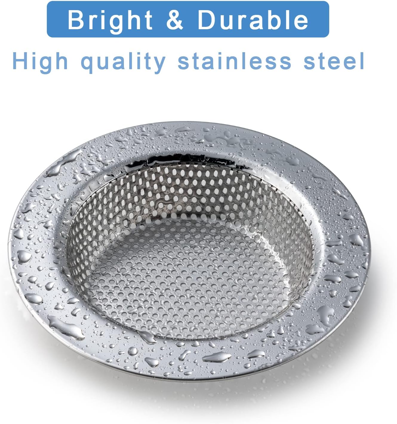 2 PCS Kitchen Sink Strainer with Large Wide Rim 4.5" Diameter for Kitchen Sinks, Stainless Steel, Kitchen Sink Drain Strainer, Upgraded Double-Layer Safe Design