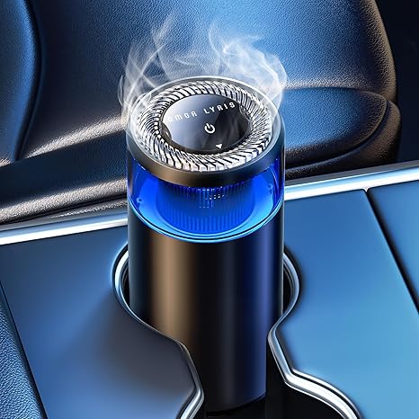 Smart Car Air Fresheners with Ambient Light Auto On/Off Car Air Freshener Diffuser, Adjustable Intensity, Premium Scents Refill, Lasts 1000 Times, Built-in Battery Cologne Color Black 7.32 x 4.45 x 3.39 inches