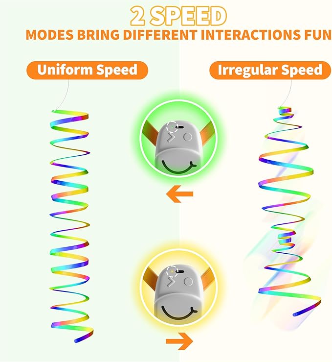 Interactive Automatic Cat Toy - Hanging Door Clip with 360° Rotating Ribbons, Feather & Rainbow Teaser for Indoor Cats, Kittens & Exercise Play
