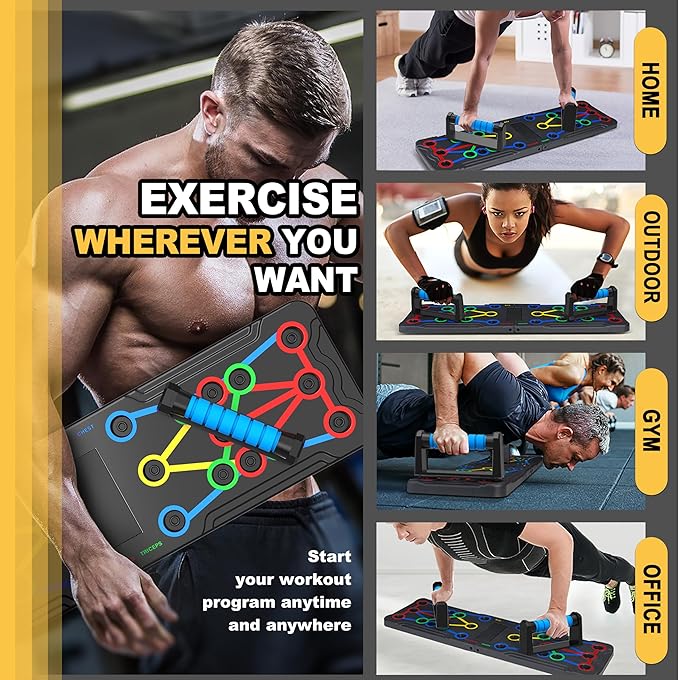 15 in 1 Solid Push Up Board Multi-Functional Home Workout Equipment Pushup Stands System Fitness Floor Chest Muscle Exercise Professional Equipment Burn Fat Strength Training Arm Men & Women Weights