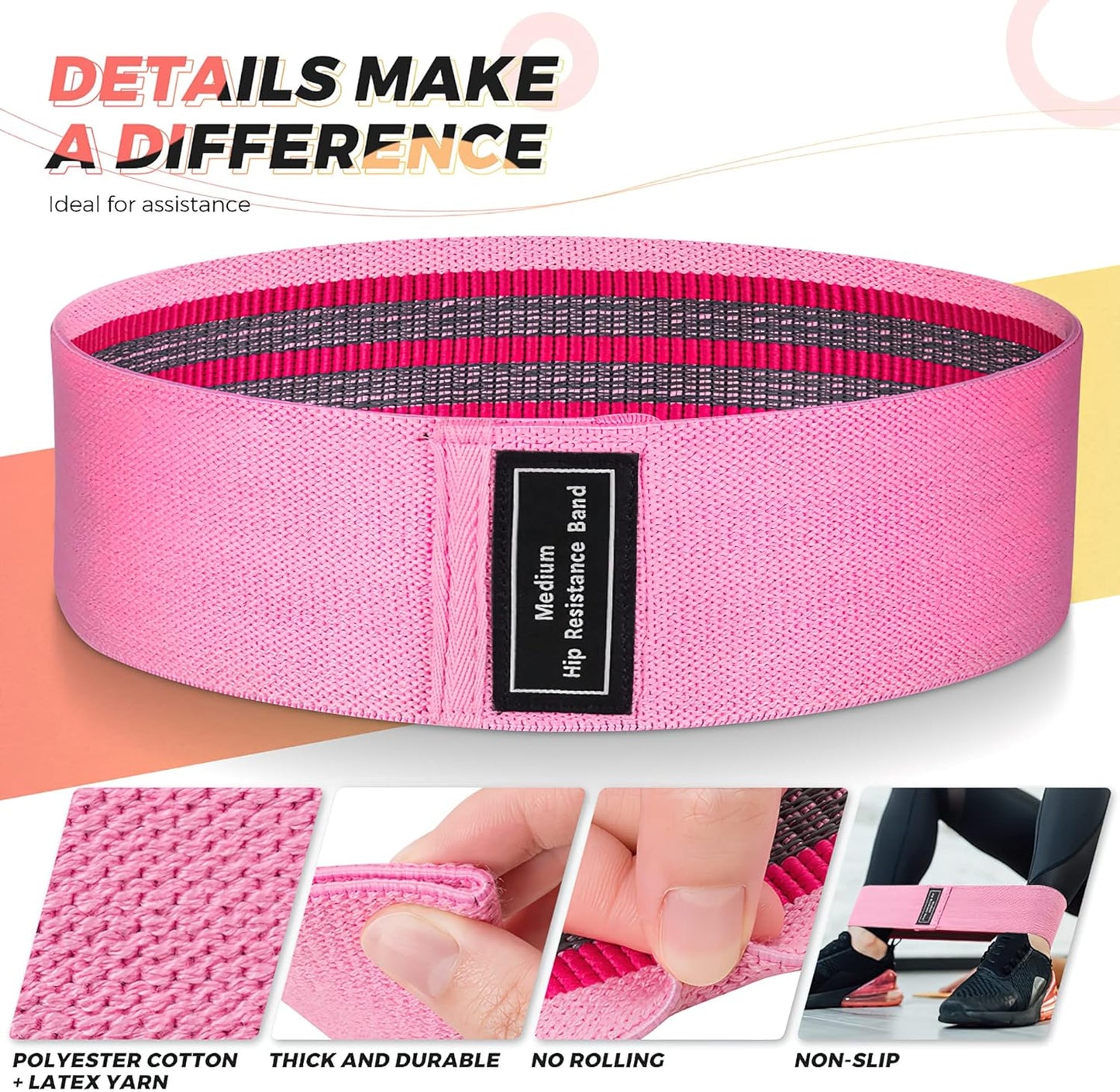 Resistance Loop Exercise Bands for Home Fitness, Yoga Starter Sets for Men, Woman and Beginners , Stretching, Strength Training, Physical Therapy,Pilates, 3 Set of Stretch Exercise Workout Bands for Booty Legs