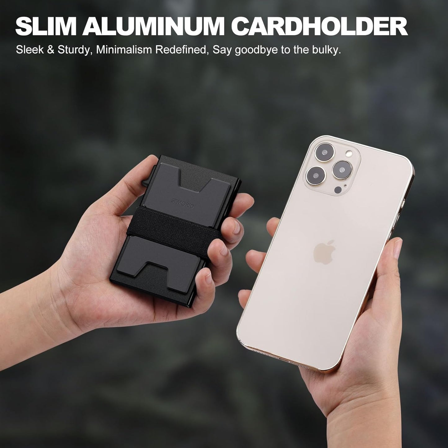 Black Compact and Secure Aluminum Wallet for Men RFID Blocking, Expandable Backplate, Holds 12Plus Cards and Cash Minimalist Pop-Up Design.