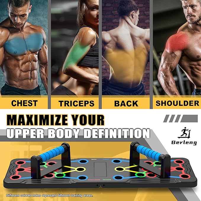 15 in 1 Solid Push Up Board Multi-Functional Home Workout Equipment Pushup Stands System Fitness Floor Chest Muscle Exercise Professional Equipment Burn Fat Strength Training Arm Men & Women Weights