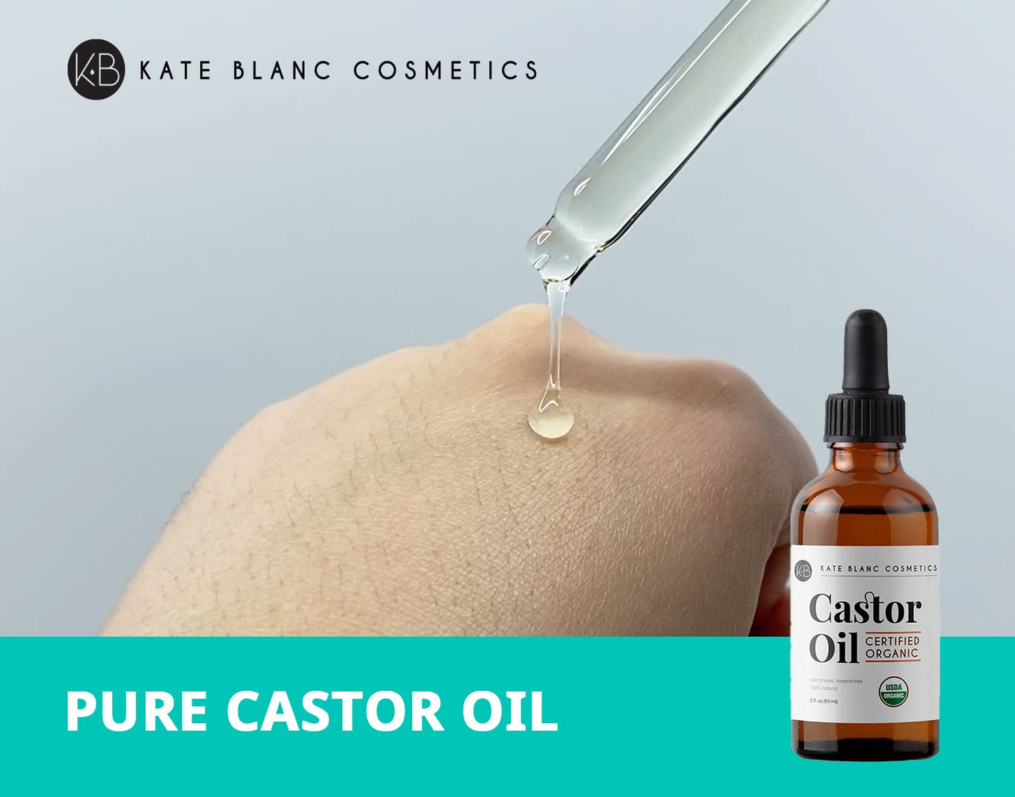 Organic Castor Oil for Hair Growth, Eyelashes & Eyebrows | Cold Pressed, Hexane-Free, Natural Moisturizer for Skin & Scalp