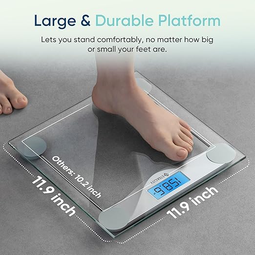 Scale for Digital Bathroom Scale, Body Weight Machine for People Large Blue LCD Backlight Display, High Precision Measurements,6mm Tempered Glass, 400 Pounds color Blinding.