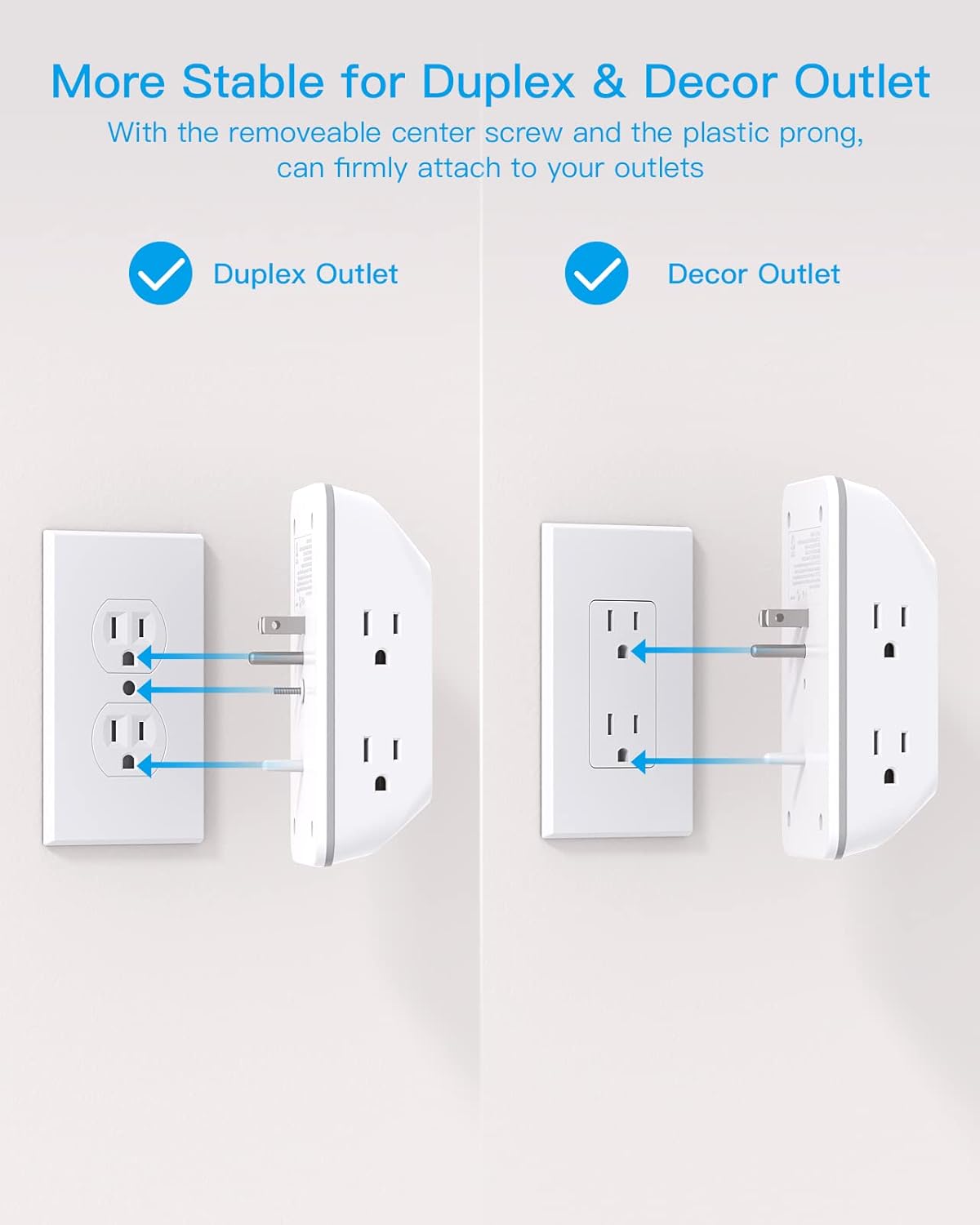 Outlet Extender with Night Light Multi Plug Wall Adapter with Surge Protection, 4 USB Ports (Including 1 USB-C), Power Strip Splitter for Home, Office, Dorm Room.