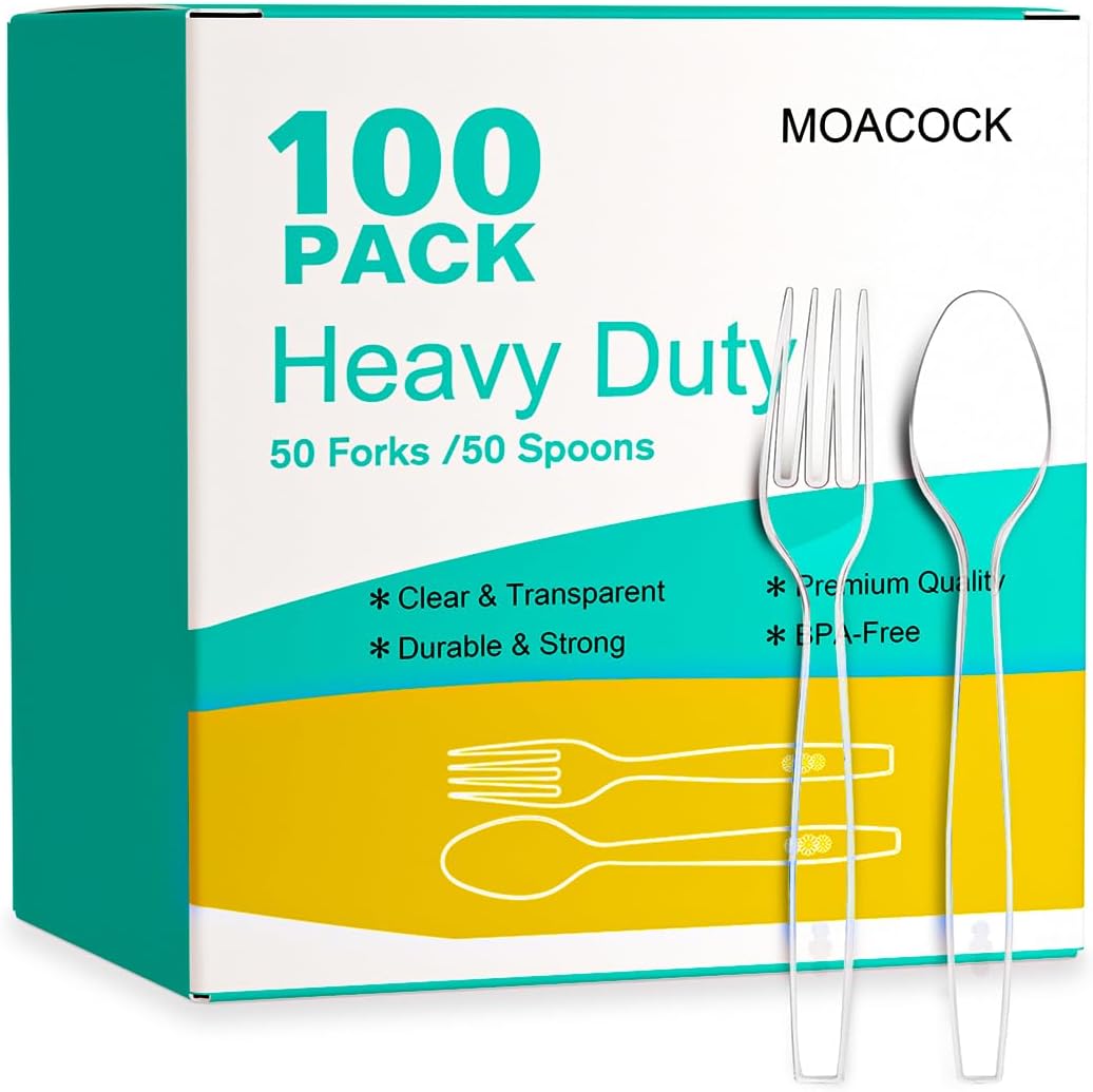 100 Count Heavy Duty Plastic Silverware Set