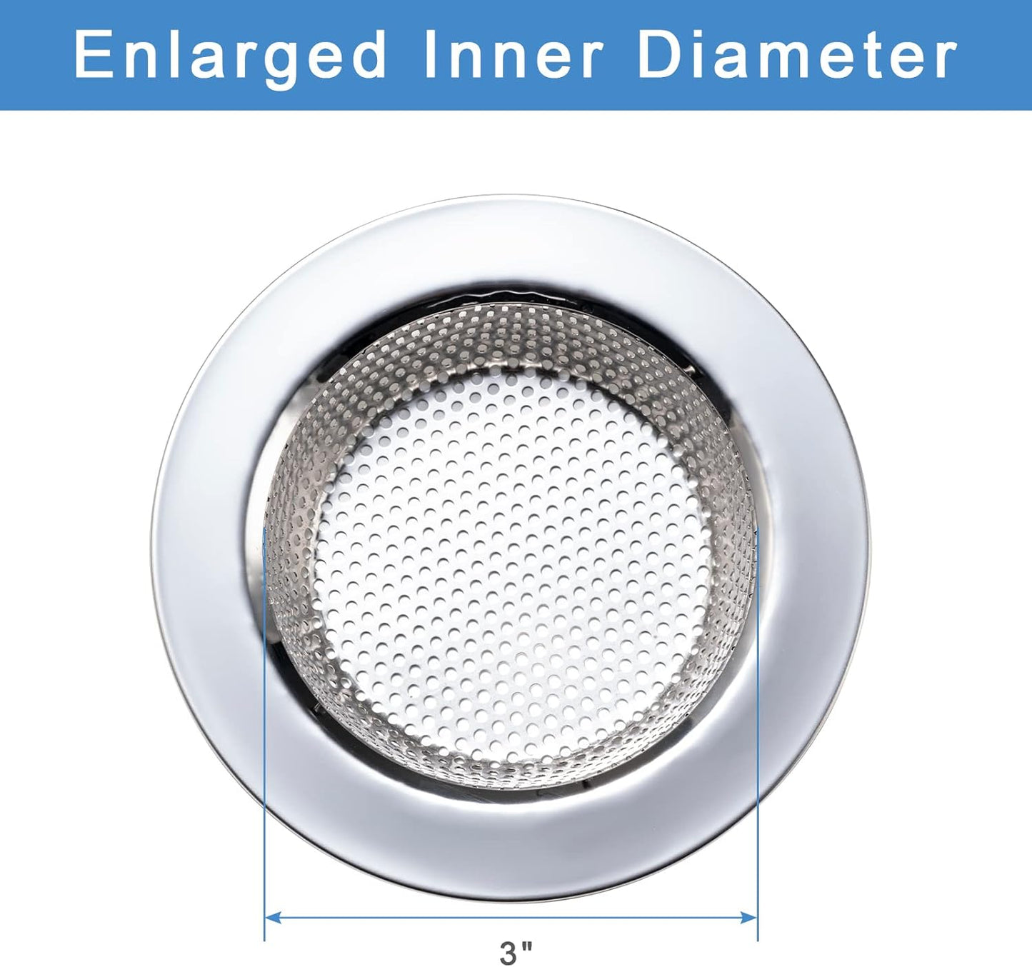 2 PCS Kitchen Sink Strainer with Large Wide Rim 4.5" Diameter for Kitchen Sinks, Stainless Steel, Kitchen Sink Drain Strainer, Upgraded Double-Layer Safe Design