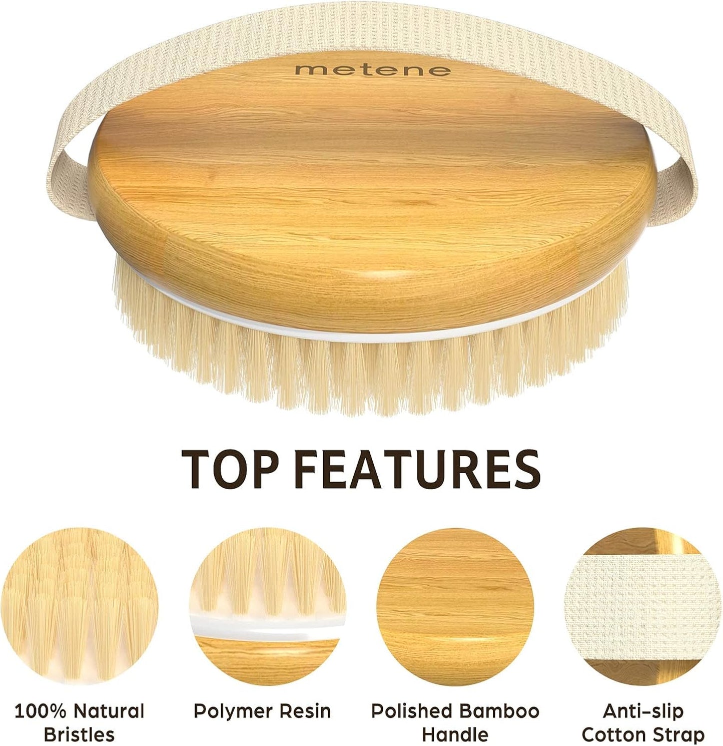 2-Pack Bamboo Dry Body Brushes - Dual-Sided Soft & Stiff Bristles for Wet & Dry Brushing, Suitable for All Kinds of Skin