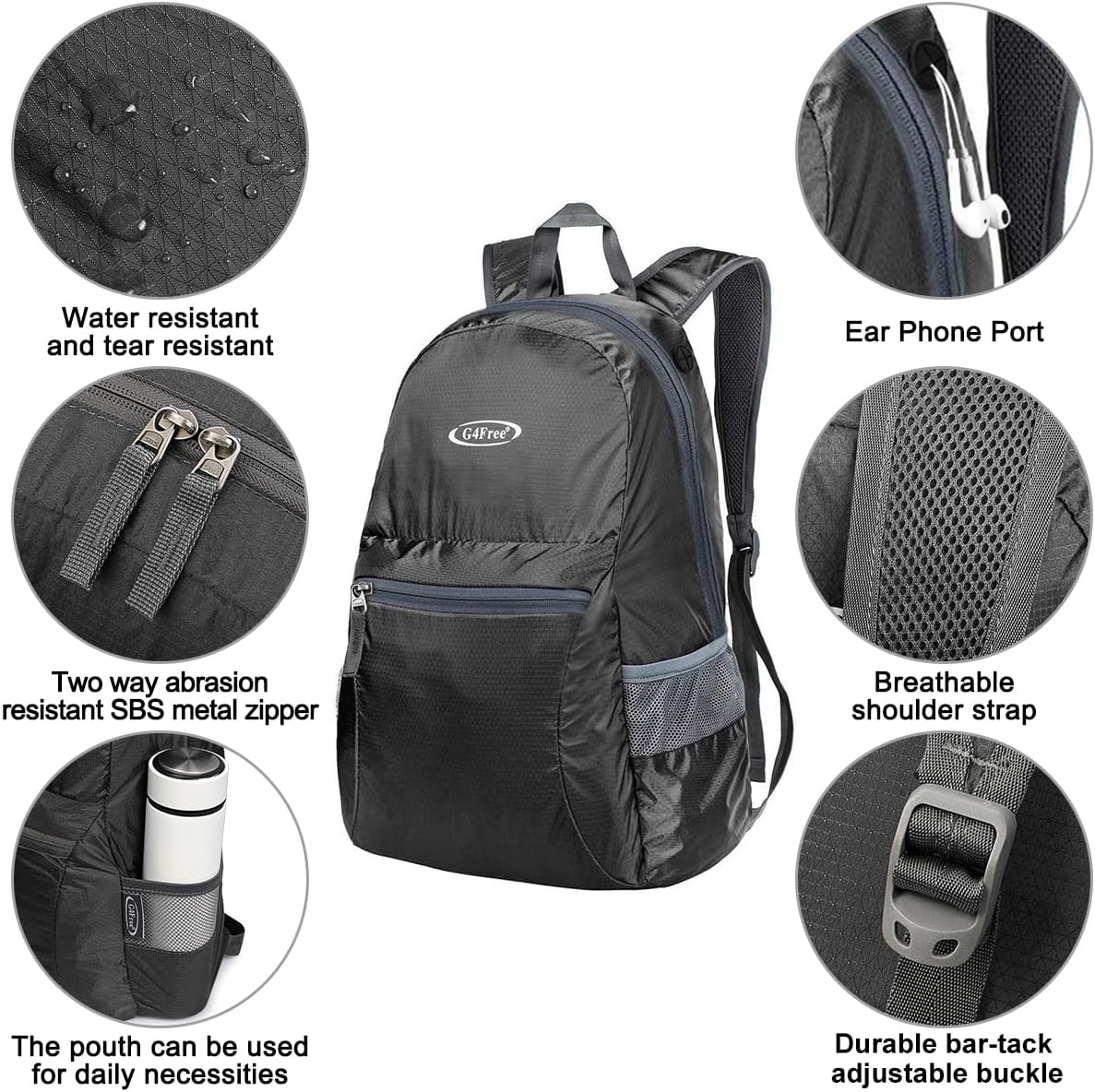 (6) Lightweight Foldable Backpack Packable Travel Daypack for Hiking, Camping Outdoor Adventures Compact, Durable Water-Resistant for Men and Women
