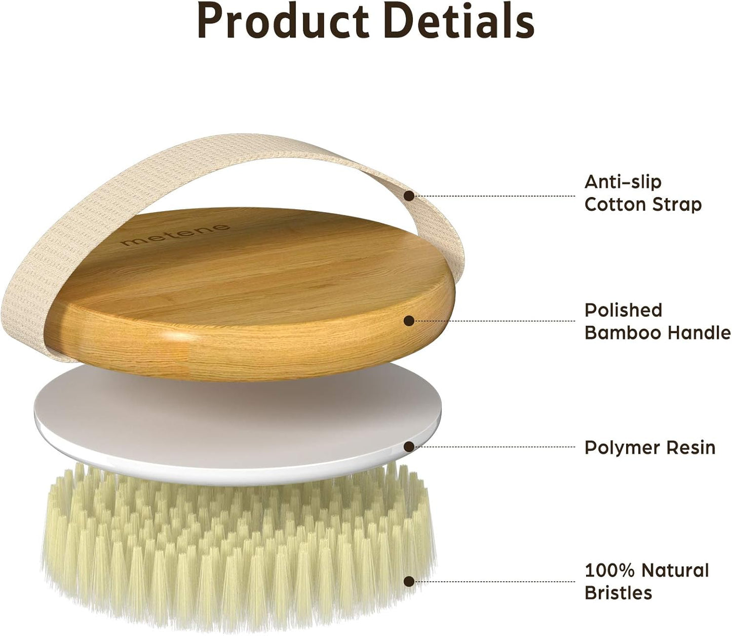2-Pack Bamboo Dry Body Brushes - Dual-Sided Soft & Stiff Bristles for Wet & Dry Brushing, Suitable for All Kinds of Skin