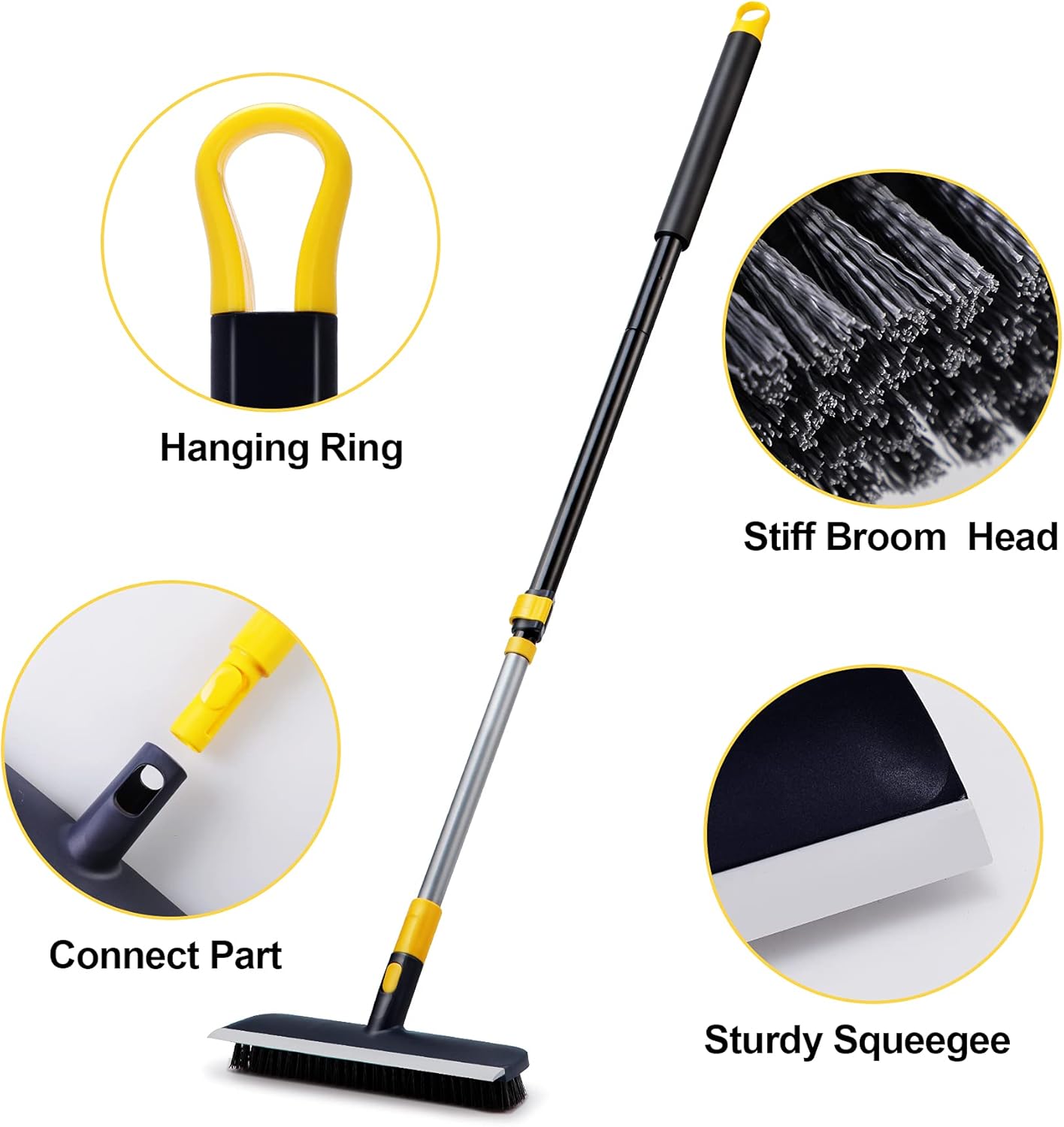 2-in-1 Floor Scrub Brush with Telescopic Handle
