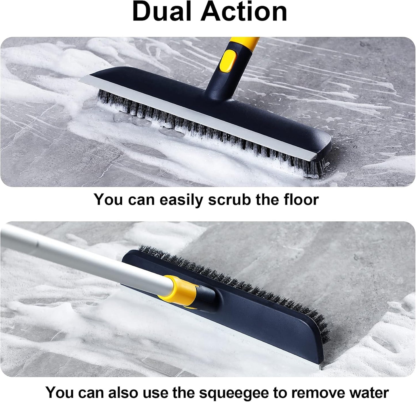 2-in-1 Floor Scrub Brush with Telescopic Handle