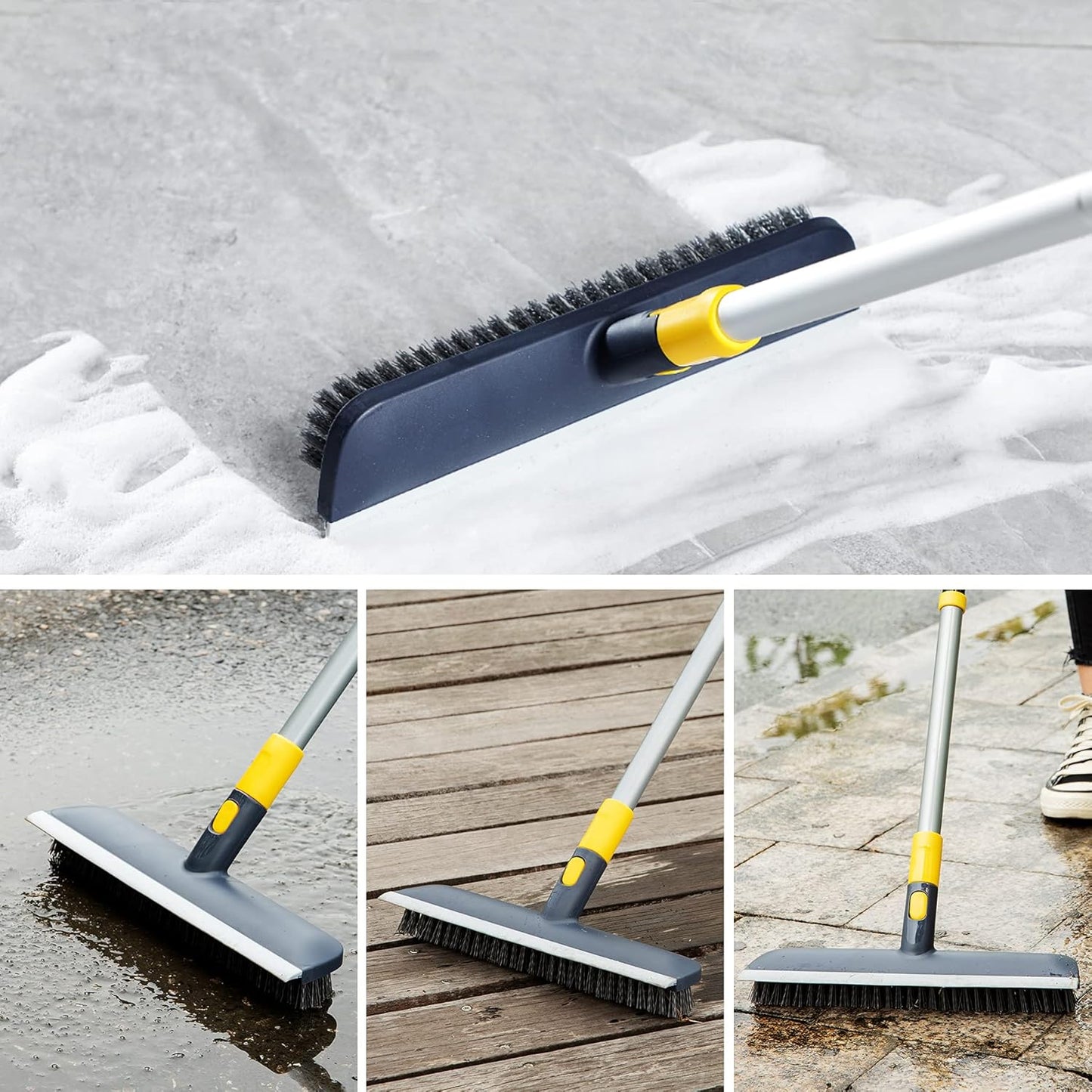 2-in-1 Floor Scrub Brush with Telescopic Handle