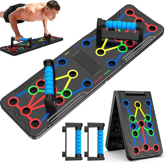 15 in 1 Solid Push Up Board Multi-Functional Home Workout Equipment Pushup Stands System Fitness Floor Chest Muscle Exercise Professional Equipment Burn Fat Strength Training Arm Men & Women Weights