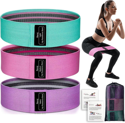 Resistance Loop Exercise Bands for Home Fitness, Yoga Starter Sets for Men, Woman and Beginners , Stretching, Strength Training, Physical Therapy,Pilates, 3 Set of Stretch Exercise Workout Bands for Booty Legs