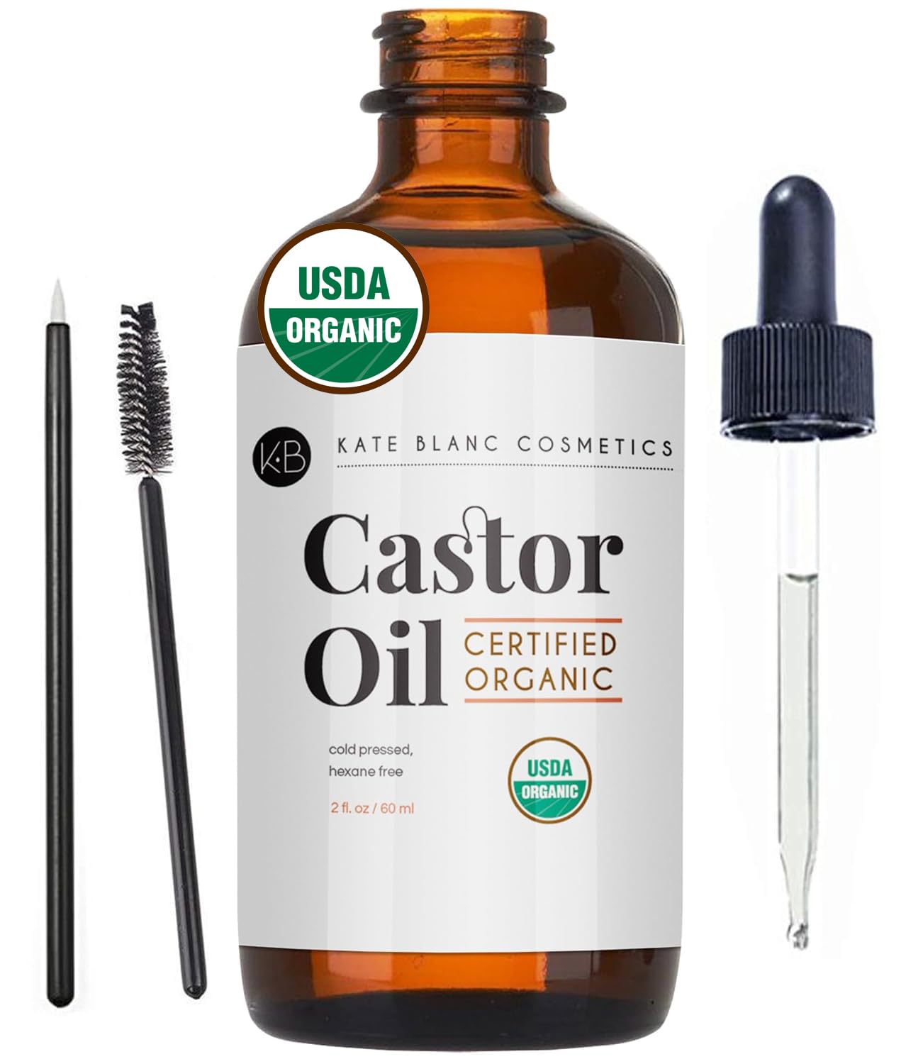 Organic Castor Oil for Hair Growth, Eyelashes & Eyebrows | Cold Pressed, Hexane-Free, Natural Moisturizer for Skin & Scalp
