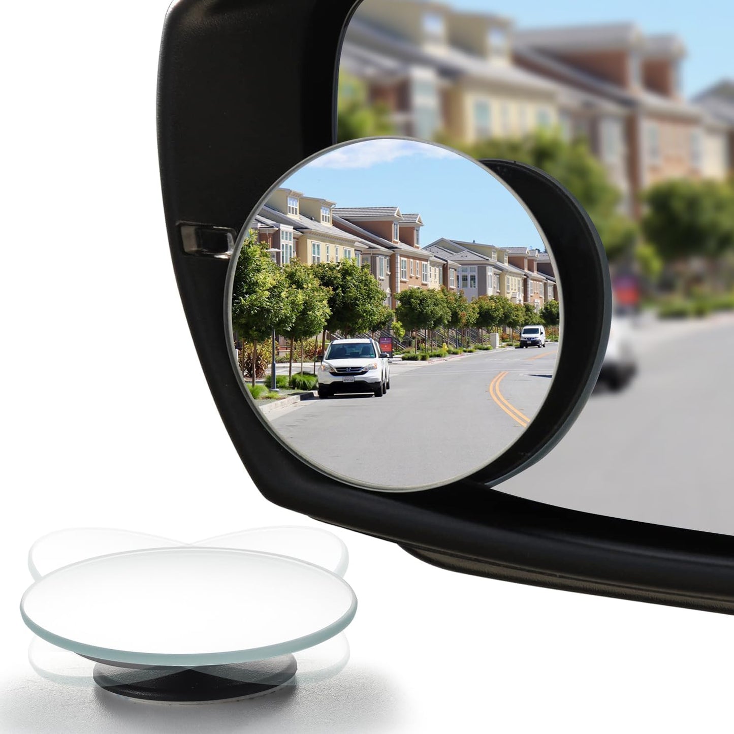 Blind Spot Mirrors 2" Round HD Glass, Frameless Convex Wide-Angle Rear View Mirrors with Adjustable Swivel Base Universal Stick-On for Cars, SUVs and Trucks(2-Pack).