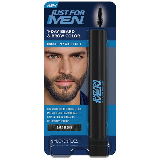 1-Day Beard & Brow Color for Men – Temporary Beard Dye, Gray Coverage, Patchy Beard Filler, Eyebrow Color, Natural-Looking Grooming Solution