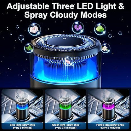 Smart Car Air Fresheners with  Ambient Light  Auto On/Off Car Air Freshener Diffuser, Adjustable Intensity, Premium Scents Refill, Lasts 1000 Times, Built-in Battery Cologne Color Black ‎7.32 x 4.45 x 3.39 inches