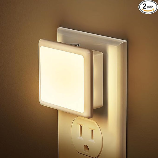 LED Night Light, 2 Pack Plus Into Wall with Dusk to Dawn Sensor, Dimmable Nightlights, Adjustable Brightness for Bathroom, Hallway, Bedroom Kids Room Stairway Soft White Plastic