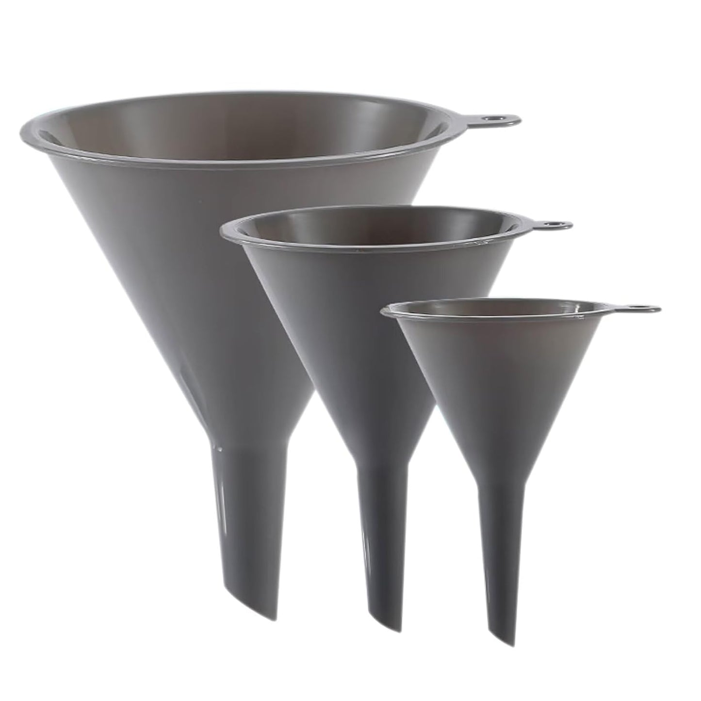 Plastic Kitchen Funnel Set of 3, Durable Round  Funnels for  Bottles, high-quality PP plastic material, Cooking Lab Use, Gray 4.4"x5.8"