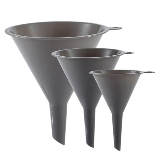 Plastic Kitchen Funnel Set of 3, Durable Round  Funnels for  Bottles, high-quality PP plastic material, Cooking Lab Use, Gray 4.4"x5.8"