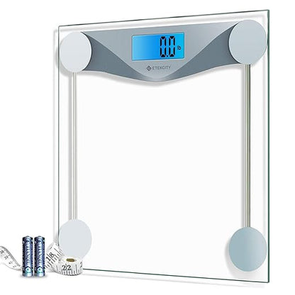 Scale for Digital  Bathroom Scale, Body Weight Machine for People Large Blue LCD Backlight Display, High Precision Measurements,6mm Tempered Glass, 400 Pounds color Blinding.