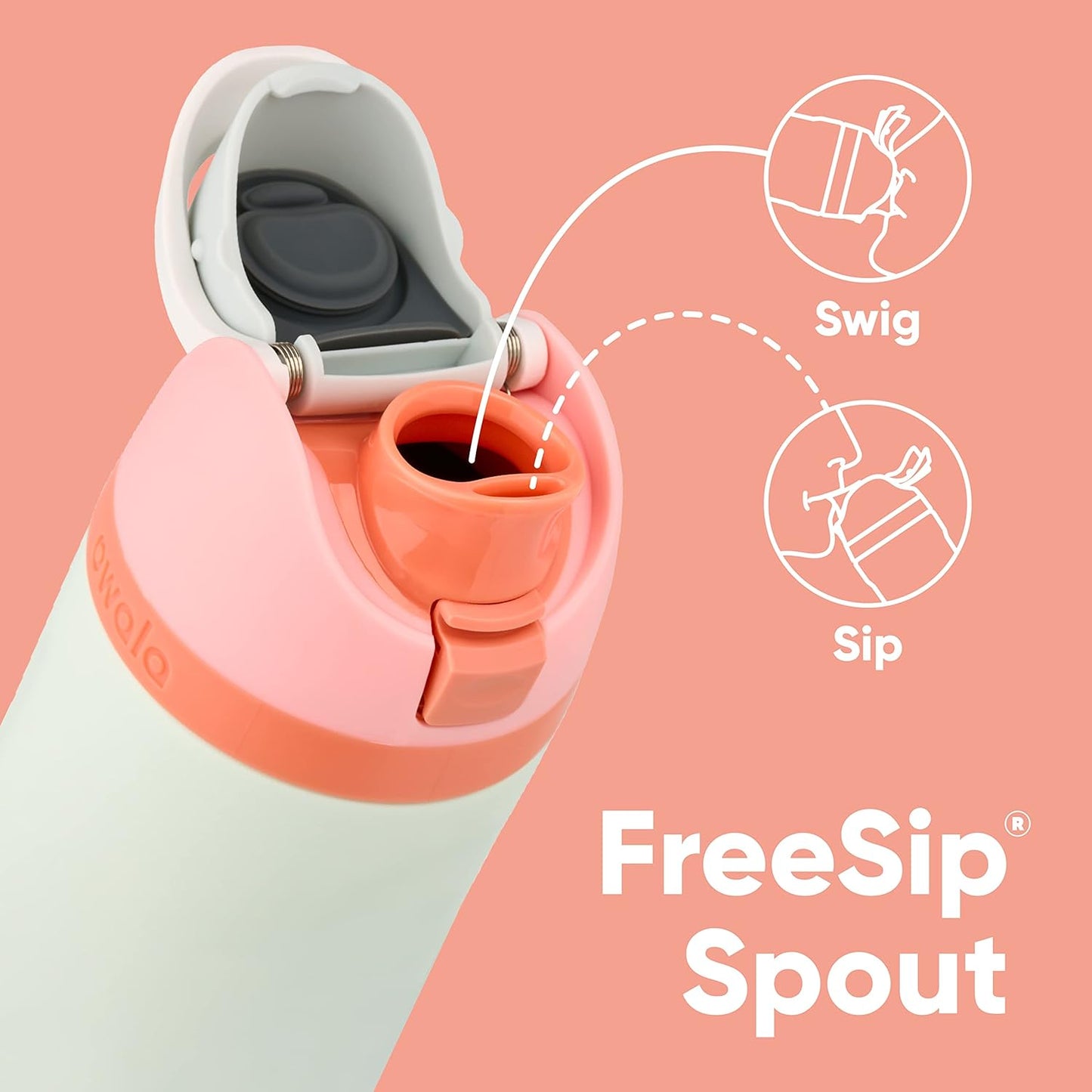 FreeSip Insulated Stainless Steel Water Bottle with Built-in Straw, BPA-Free, Leak-Proof Sports Bottle for Travel, School and Gym. Available in 24 oz & 40 oz, Including Star Wars Editions, Shy Marshmallow, Stronger Than You Think