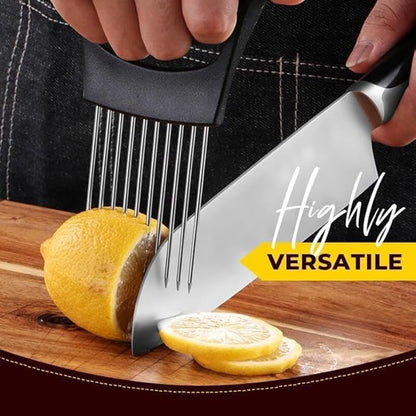 Stainless Steel Onion Slice Holder Tool, Lemon Slicer Vegetable Cutter, Chopper  MultipurposeSlicing Assistant Tool for Meat, Onion,Lemon, Potato, Tomato Home Kitchen Tools (1 PCS 3"L x 5.51"W x 3.7"H)