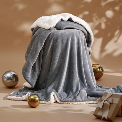 GENTLE SOFT SHERPA FLEECE THROW BLANKET ULTRA-SOFT AND WARM WINTER BLANKET FOR COUCH OR BED, COZY PLUSH THROW FOR WOMEN, GREY, 50X60 INCHES