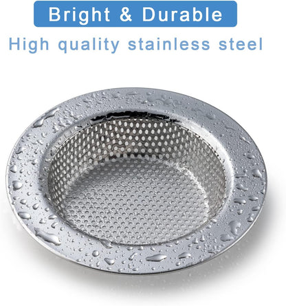 Silver 2 Pcs Sink Strainer for Most Kitchen Sink Drain Basket, Upgraded Double-Layer Safe Design Kitchen Sink Strainer (Outer  Diameter 4.5"W x 1"H)