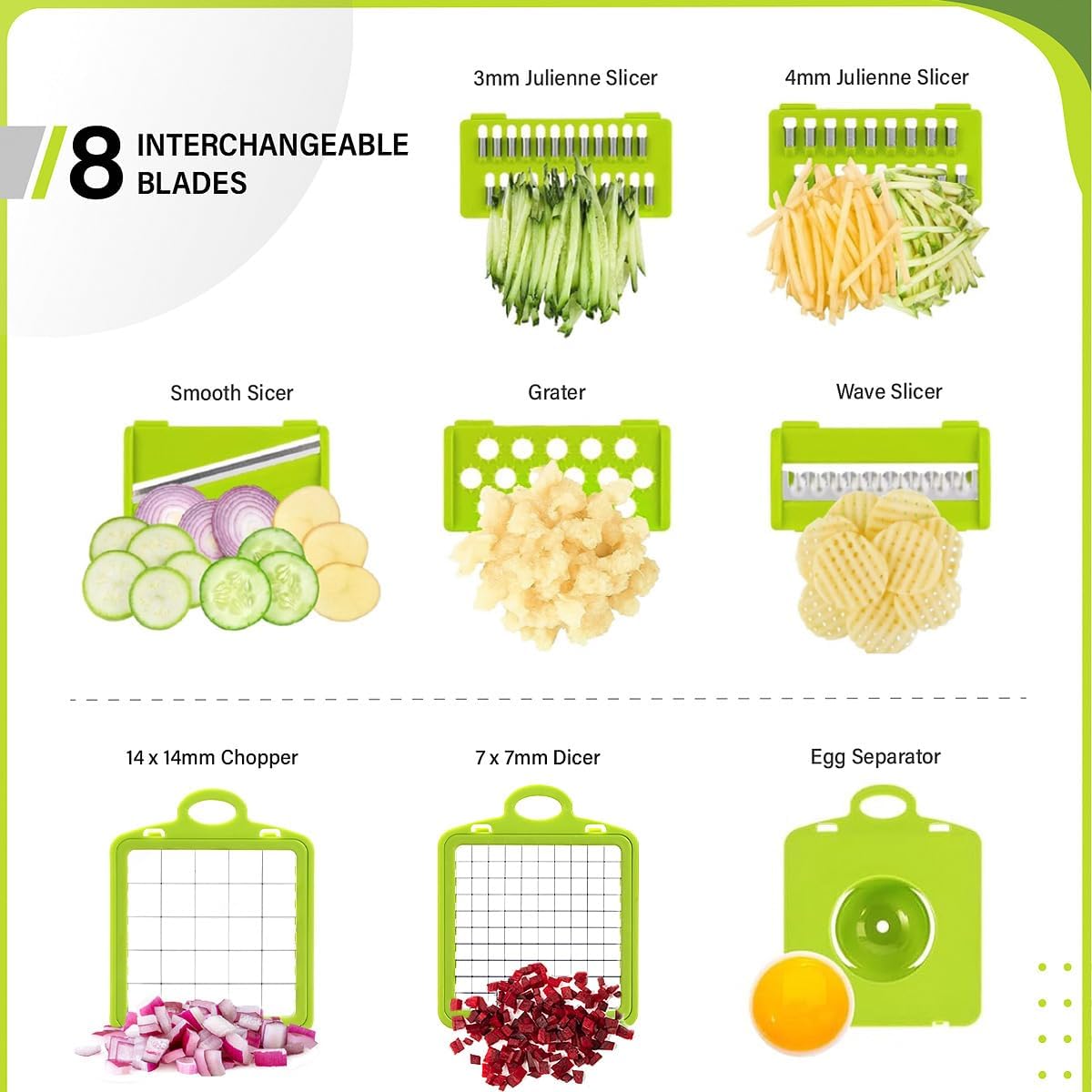 Vegetable Chopper 14-in-1 – Professional Food Chopper, Dicer, Cutter and Mandoline Slicer with Container Ultra-Sharp, Military-Grade, Rust-Proof Blades,  Non-Toxic, Chemical-Free Kitchen Gadget