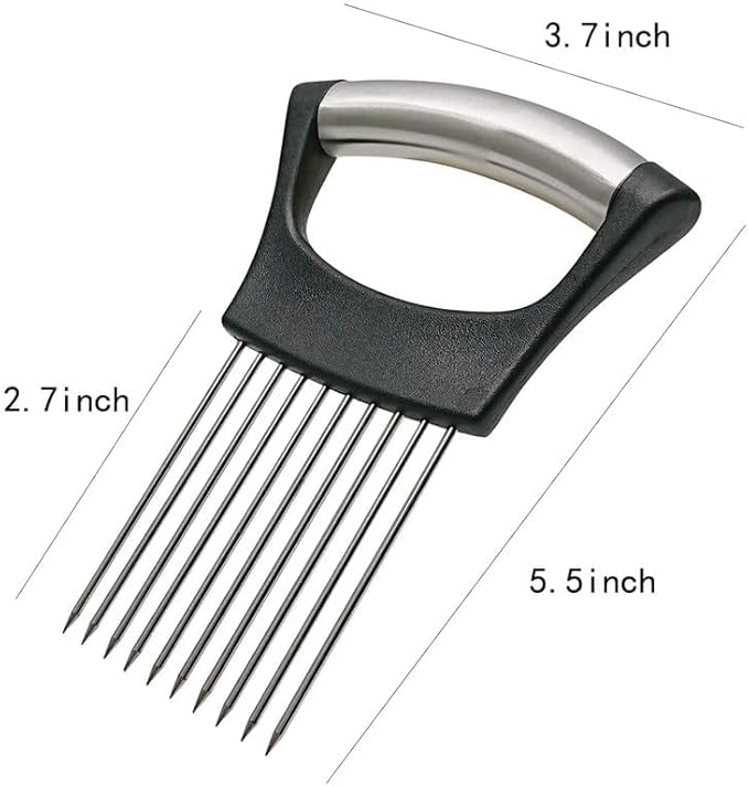 Stainless Steel Onion Slice Holder Tool, Lemon Slicer Vegetable Cutter, Chopper  MultipurposeSlicing Assistant Tool for Meat, Onion,Lemon, Potato, Tomato Home Kitchen Tools (1 PCS 3"L x 5.51"W x 3.7"H)