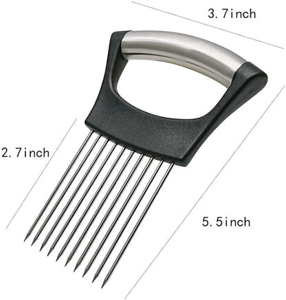 Stainless Steel Onion Slice Holder Tool, Lemon Slicer Vegetable Cutter, Chopper  MultipurposeSlicing Assistant Tool for Meat, Onion,Lemon, Potato, Tomato Home Kitchen Tools (1 PCS 3"L x 5.51"W x 3.7"H)