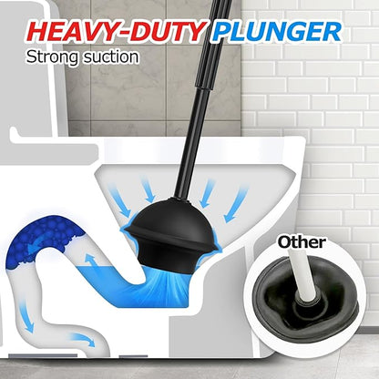 Toilet Plunger and Brush Set Black stainless steel Extended Handle Plunger 2 in 1 Toilet Bowl Brush Plunger Set,Bathroom Cleaning Tools ,Toilet Brush Plunger Combo Cleaning  Brush Bathroom Cleaning Supplies