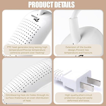 Electric Boot, Shoe and Foot Dryer Effectively Eliminates Odor, Moisture and Dampness Fast Drying for All Types of Footwear Keeps Shoes Fresh, Warm and Hygienic.