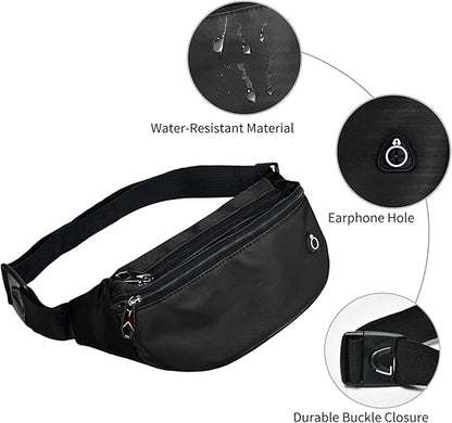 Waterproof Fanny Pack for Men and Women Durable Sports Waist Bag with Adjustable Belt, Perfect for Travel, Hiking, Running, and Outdoor Activities