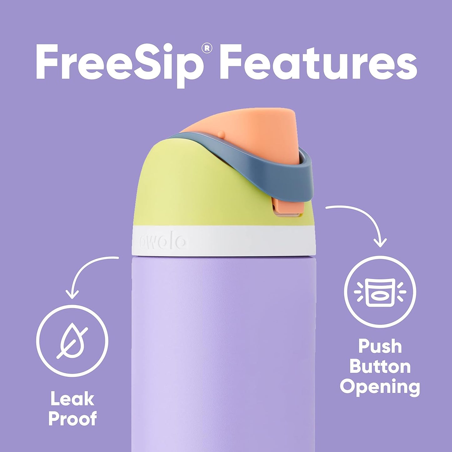 FreeSip Insulated Stainless Steel Water Bottle with Built-in Straw, BPA-Free, Leak-Proof Sports Bottle for Travel, School and Gym. Available in 24 oz & 40 oz, Including Star Wars Editions, Shy Marshmallow, Stronger Than You Think