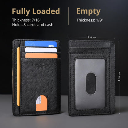 Slim RFID Blocking Leather Wallet Minimalist Front Pocket Wallet for Men and Women, Ultra Slim Design, Secure Card Holder Cross Black.