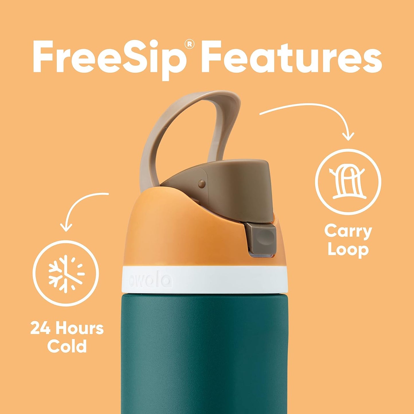 FreeSip Insulated Stainless Steel Water Bottle with Built-in Straw, BPA-Free, Leak-Proof Sports Bottle for Travel, School and Gym. Available in 24 oz & 40 oz, Including Star Wars Editions, Shy Marshmallow, Stronger Than You Think