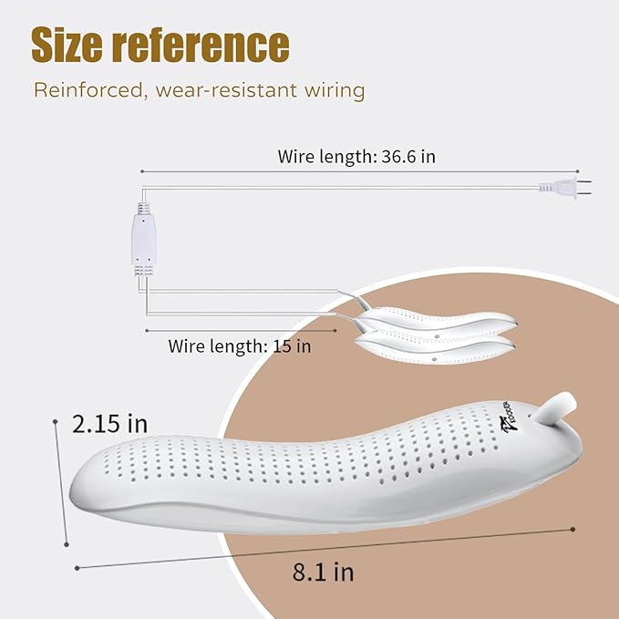 Electric Boot, Shoe and Foot Dryer Effectively Eliminates Odor, Moisture and Dampness Fast Drying for All Types of Footwear Keeps Shoes Fresh, Warm and Hygienic.