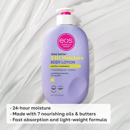Vanilla Cashmere Ultra-Hydrating Body Lotion 24 to 72-Hour Moisture with Natural Shea Butter, Lightweight and Non-Greasy Formula, Vegan Skincare for Dry, Sensitive and Post-Shave Skin, 16 fl oz + 7 fl oz