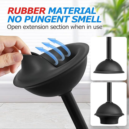 Toilet Plunger and Brush Set Black stainless steel Extended Handle Plunger 2 in 1 Toilet Bowl Brush Plunger Set,Bathroom Cleaning Tools ,Toilet Brush Plunger Combo Cleaning  Brush Bathroom Cleaning Supplies