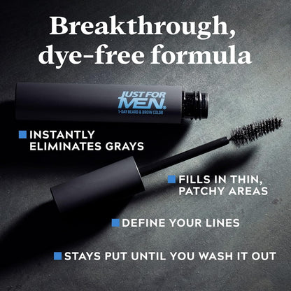 1-Day Beard & Brow Color for Men – Temporary Beard Dye, Gray Coverage, Patchy Beard Filler, Eyebrow Color, Natural-Looking Grooming Solution