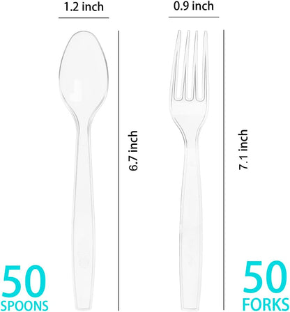 100 Count Heavy Duty Plastic Silverware Set