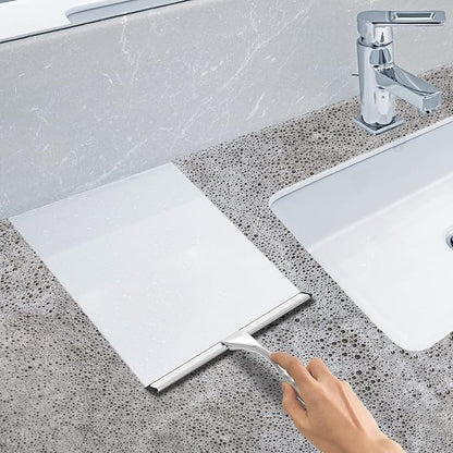 Stainless Steel Shower Squeegee 10 Inch Bathroom Glass Door Cleaner with 2 Adhesive Hooks, Bathroom Cleaner Tool Household Window Mirror Squeegee , Cleaning Tile Wall, Car, Color Silver