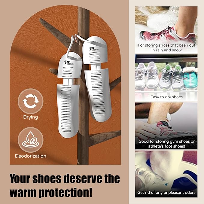 Electric Boot, Shoe and Foot Dryer Effectively Eliminates Odor, Moisture and Dampness Fast Drying for All Types of Footwear Keeps Shoes Fresh, Warm and Hygienic.